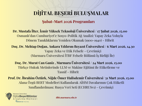 Dijital Beşeri Buluşmalar, 2026 program akışı.