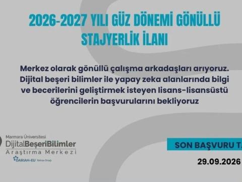 Gönüllü Stajyerlik Başvurularımız Başladı!